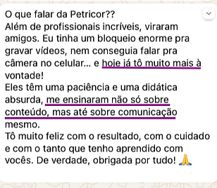Depoimento de cliente Petricor